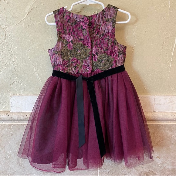 Zunie Dark Red Purple Embellished Girls Dress sz 4 - Picture 3 of 8